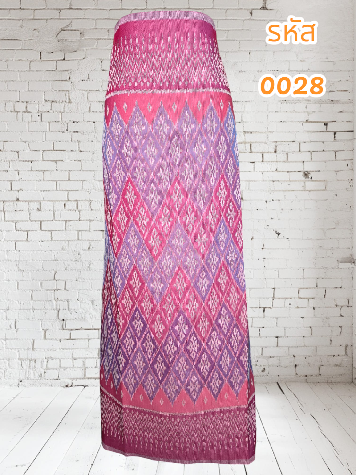 ผ้าฝ้ายทอลายสีชมพูพาสเทล (ผ้าเป็นผืน)0028