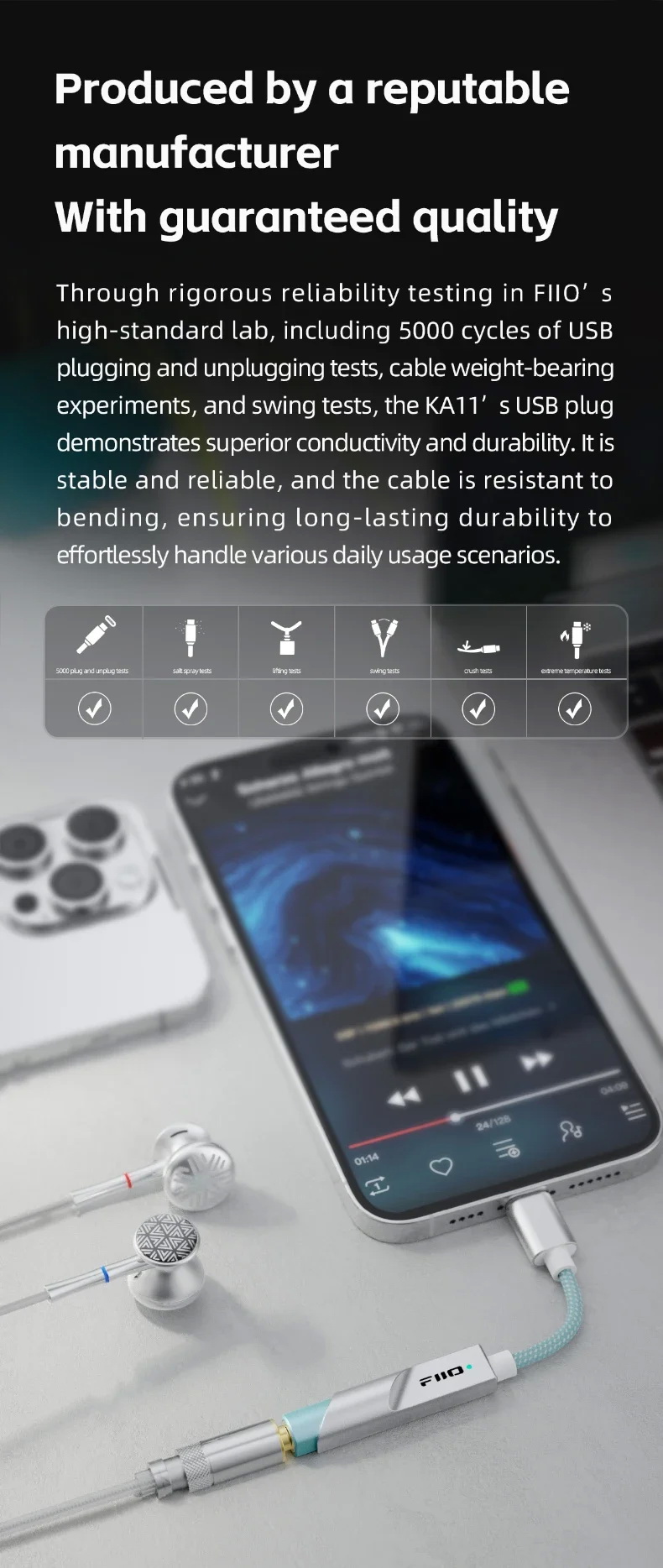 FiiO JadeAudio KA11 DAC/AMP หางหนูพกพาชิป DAC CS43131 รองรับ Hi-Res ประกันศูนย์ไทย