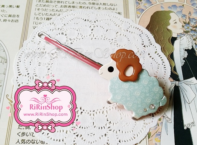 Aznavour กิ๊บติดผมเซลลูโลสแกะน้อยขนาดใหญ่ 11 cm. ( Sky blue )