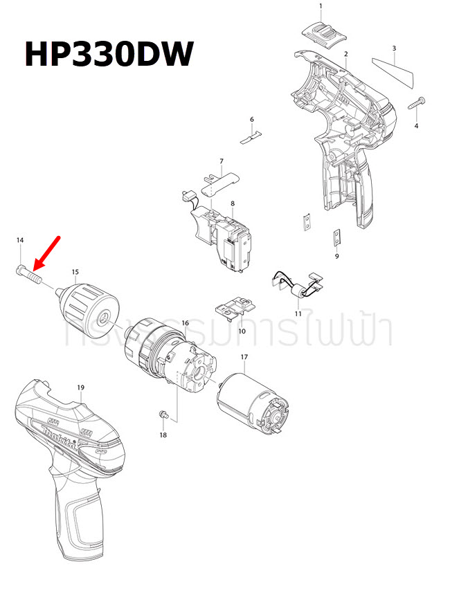 FLAT HEAD SCREW M6X22 สว่านเจาะกระแทกไร้สาย Makita HP330D, DF333, HP333, DDF453, DHP458, DHP482, DDF483, DHP483, DDF484, DHP486, DDF486, MT065 Pn.251468-5 (แท้) ##(*)