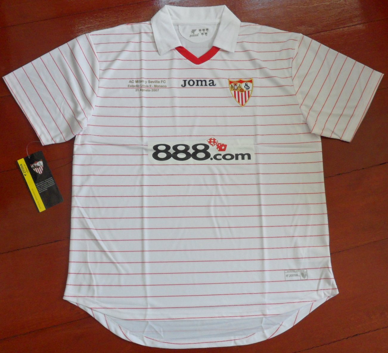 เสื้อฟุตบอล ทีมสโมสรเซบีย่า ชุดเหย้า 2007/08 ปักนัดชิง ยูฟ่า ซุปเปอร์ คัพ 2007 ใหม่ L-Size / SEVILLA Football Shirt Home Kit 2007/08 UEFA SUPER CUP 2007 MDT Jersey NEW L-Size
