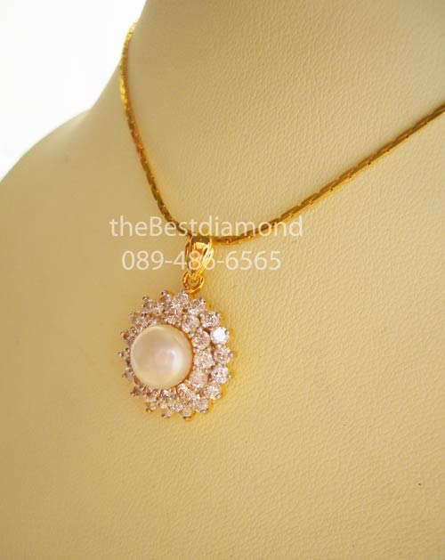 BP412+++จี้เพชร Diamond Pearl+++จี้เพชรcz ผสม มุกน้ำจืดแท้สุดหรู ดูผู้ดีม๊ากมาก Intrend แบบออกมาจากร้านจิวฯ เลยค่ะ คนรักมุกไม่ควรพลาด