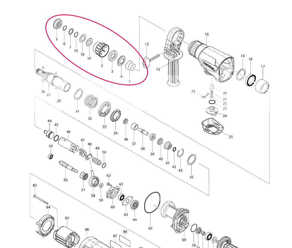 หัวยางกันฝุ่น สว่านโรตารี่ Makita มากีต้า รุ่น HR2300, HR2611F, Maktec MT870, MT871 #D16