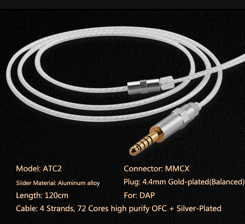 ขาย Astrotec ATC2 สายอัพเกรดหูฟัง OFC 72 แกน ชุบเงิน ขั้ว MMCX