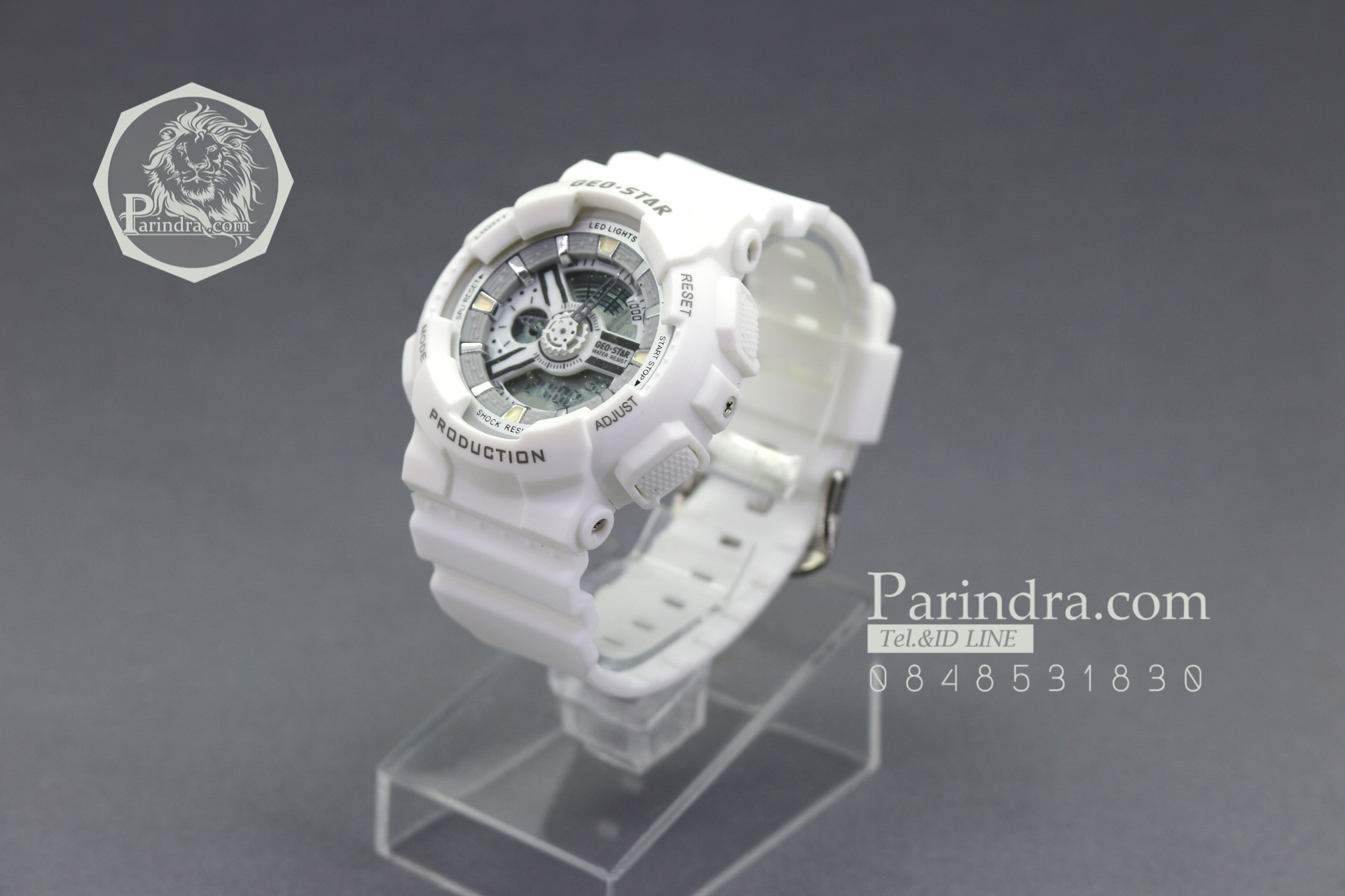 นาฬิกา Geo-star ทำงาน 2 ระบบ สีขาวตัดเทา (หน้าY)
