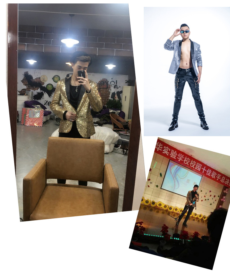 Pre-order เสื้อสูทชาย สูทแฟชั่น สูทกลิตเตอร์ สีเงิน