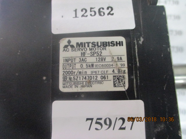 SERVO MOTOR “ MITSUBISHI ” รุ่น HF-SP52