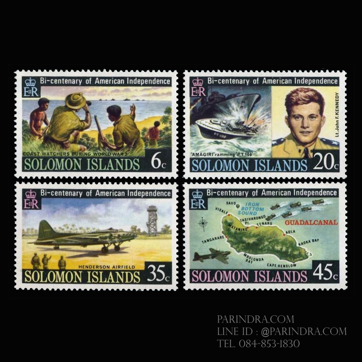 แสตมป์หมู่เกาะโซโลมอน ชุด AMERICAN BICENTENNIAL, WORLD WAR II SCENCES ปี 1983 - SOLOMON ISLANDS