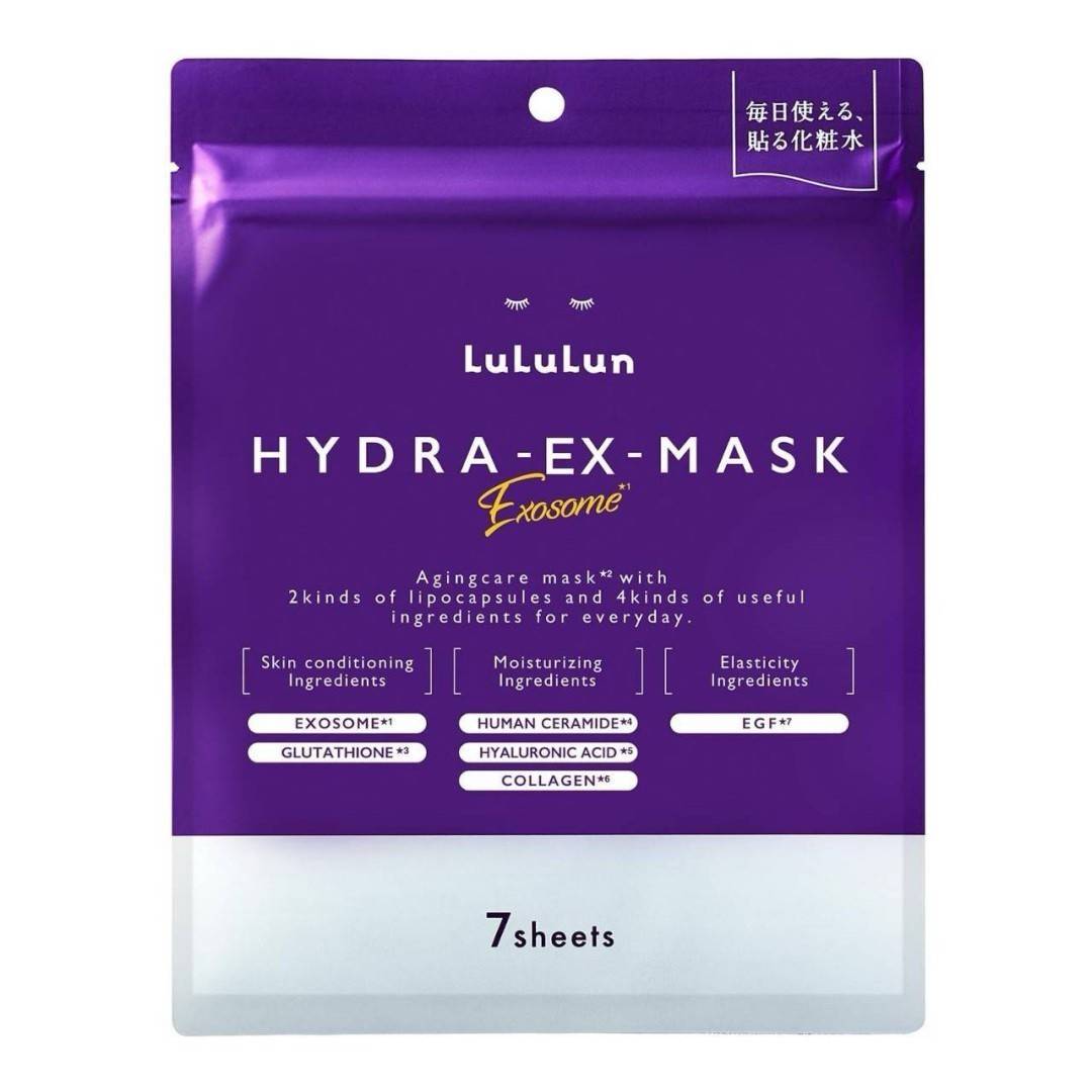 Lululun Hydra Ex Mask Exosome มาสก์หน้าฟื้นฟูขั้นสูง (1 แพ็ค บรรจุ 7 ชิ้น)