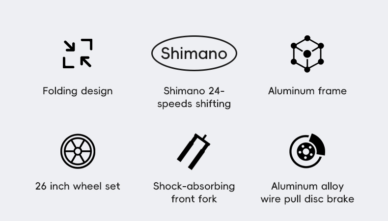 ROCKBROS SGD Folding Mountain Bike, Aluminum Alloy Frame, 26" Wheelset, 24 Speed