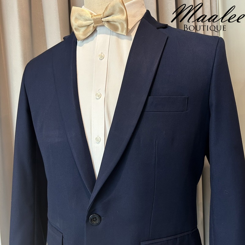 สูทตัดเช่า ชุดสูทชาย สีน้ำเงินเข้ม (ไม่ใช่สีกรมท่า) งานเนี๊ยบ ไม่มีเสื้อกั๊ก