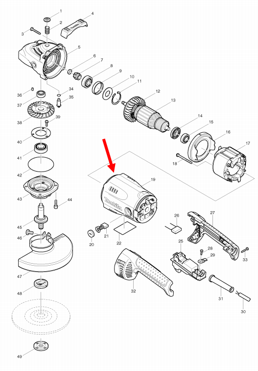 เสื้อฟิลคอยล์ หินเจียร Makita-มากีต้า รุ่น GA7020, GA9020 Pn.154671-6 (แท้) ##