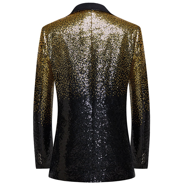 พร้อมเช่า เสื้อสูทชาย สูทแฟชั่น สูทกลิตเตอร์ ไล่สี สีทองดำ