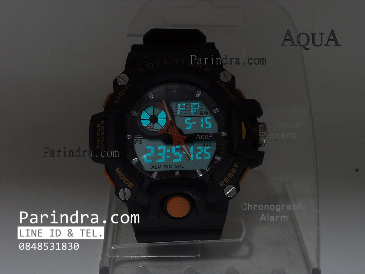 นาฬิกาข้อมือ AQUA รุ่น 1401-D สีดำ-ส้ม