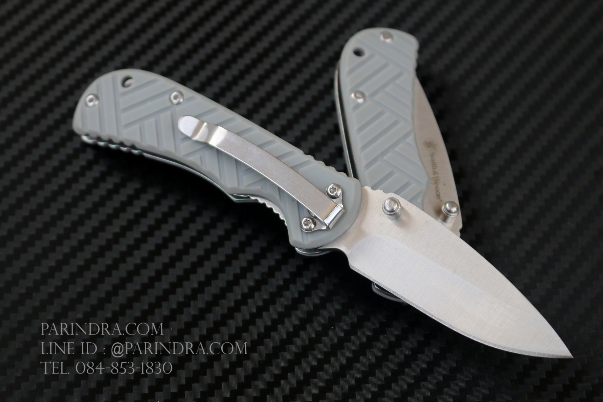 มีดพับขนาดเล็ก Smith & Wesson ด้ามสีเทา (OEM)