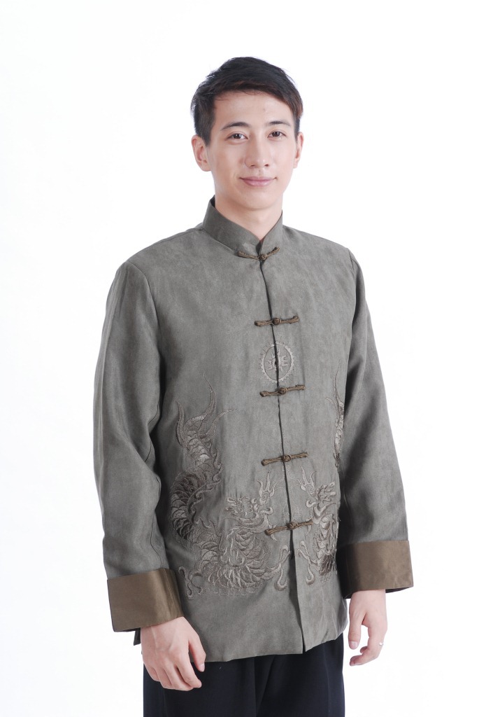Pre-order ชุดจีน เสื้อจีนชาย แขนยาว สีเทา