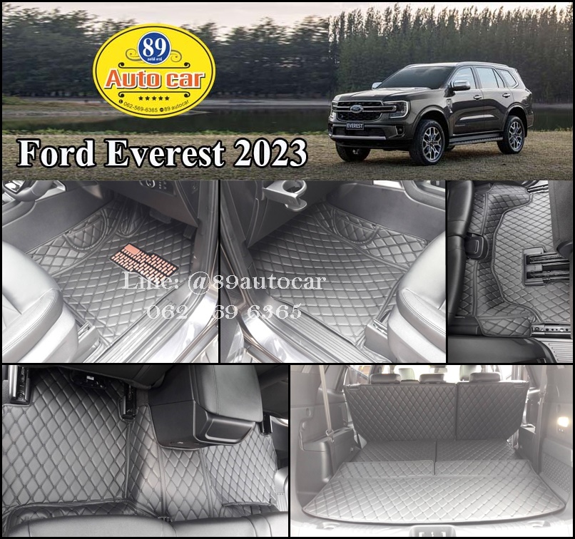 โรงงานผลิตพรมรถยนต์ Ford Everest 2023 ปูพรมหกดี สีดำด้ายดำ เต็มคัน