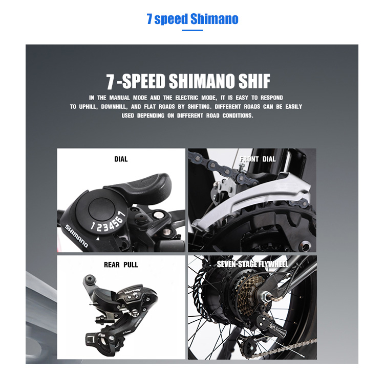 จักรยานไฟฟ้า YOUKEN Fat Tire Electric Bike E-Bike SUPER 73, 7 สปีด ล้อ 20 นิ้ว 750w/แบตลิเที่ยม, วิ่งได้ 30-60กม.เร็วสูงสุด 30กม/ชม