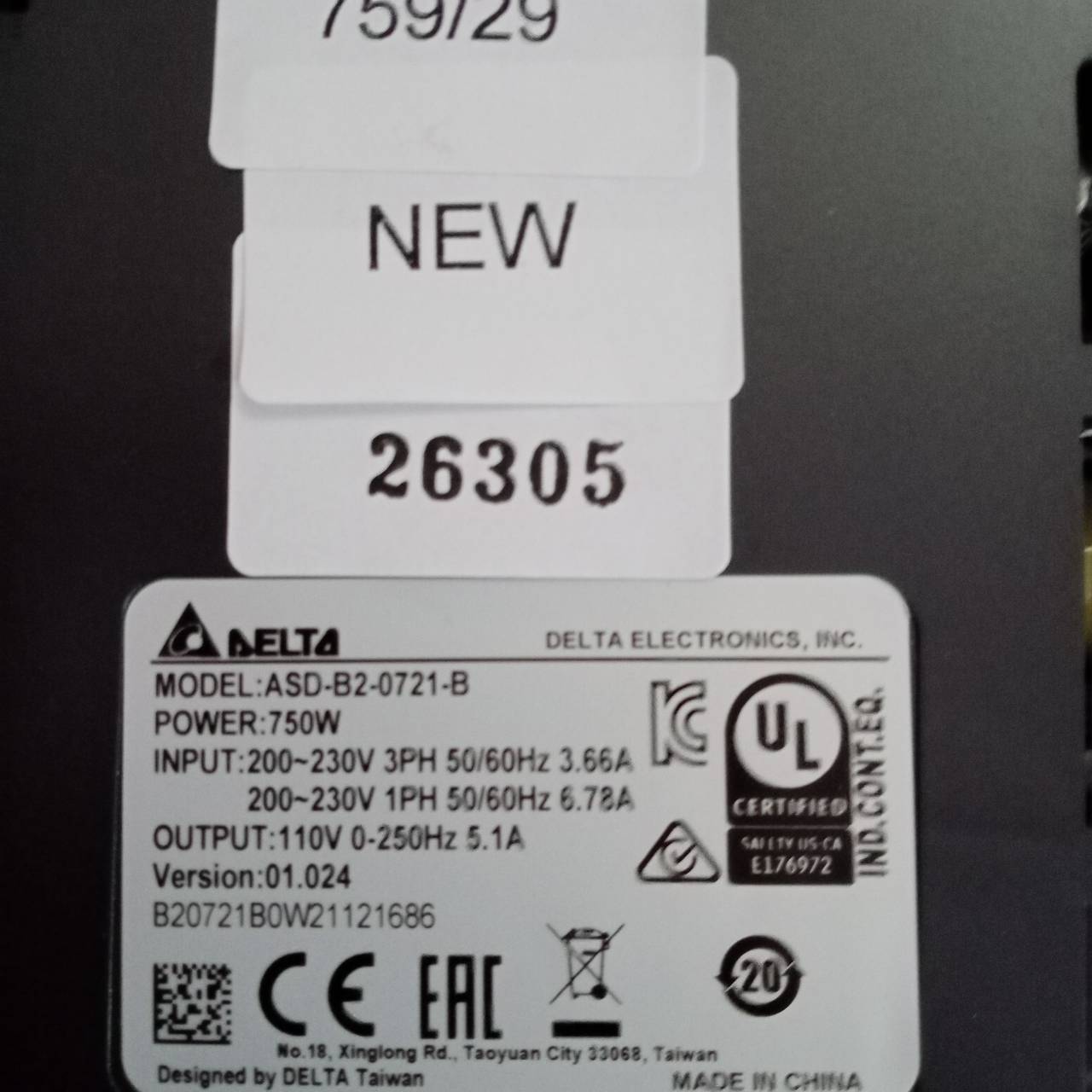 ASD-B2-0721-B SERVO DRIVE " DELTA "