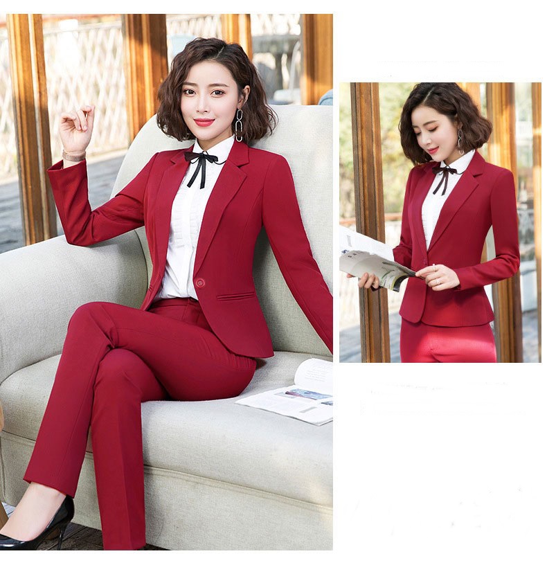 พร้อมเช่า สูทหญิง สูทสีไวน์แดง ทรงเข้ารูป สูทแฟชั่น ไซส์ XL