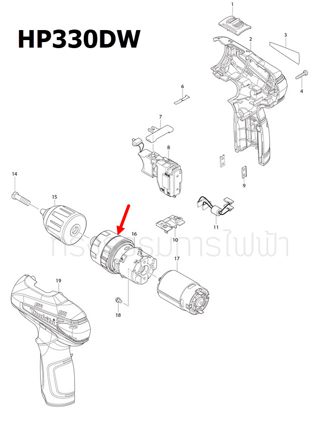 GEAR ASS' สว่านไร้สาย Makita มากีต้า HP330D, HP330DW, HP331, HP331D, HP331DWAE Pn.123502-0 (แท้) ##(*)