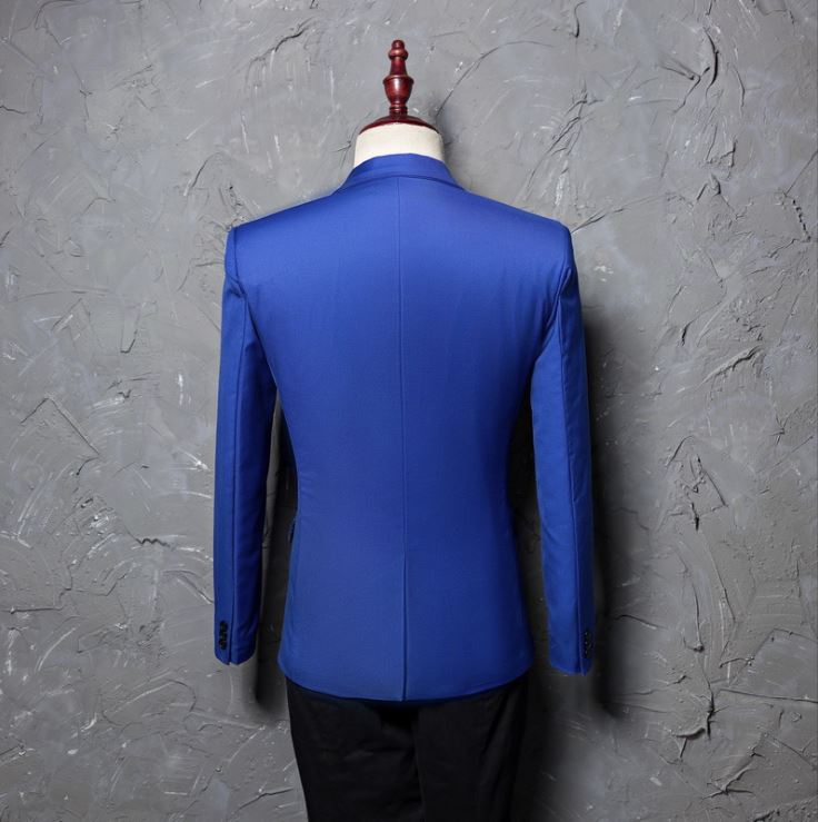 Pre-order เสื้อสูทชาย สีน้ำเงินสด ทรงสลิมฟิต **เฉพาะเสื้อ**