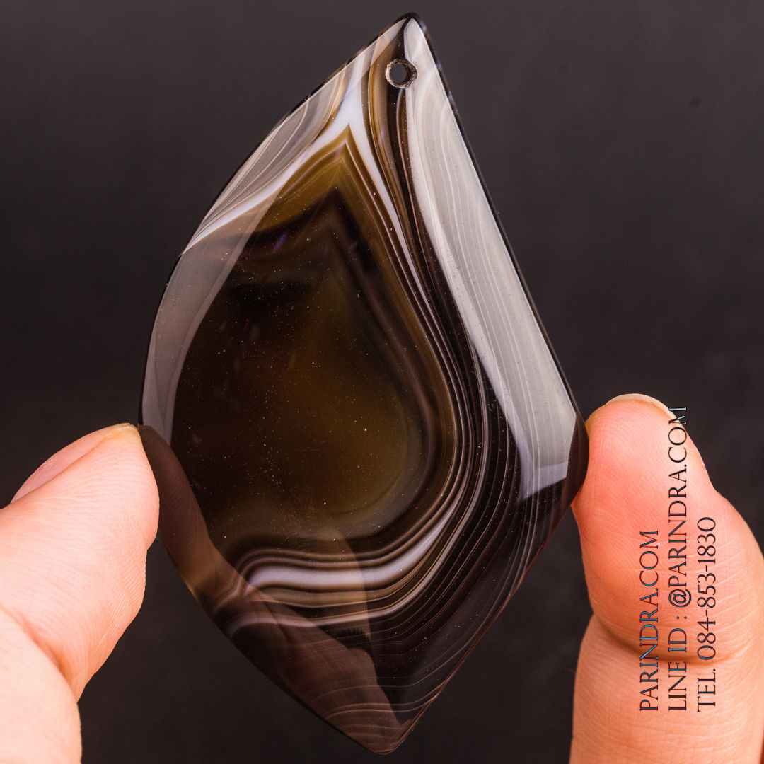 หินอาเกต AGATE ลวดลายสีน้ำตาลดำ AGT007