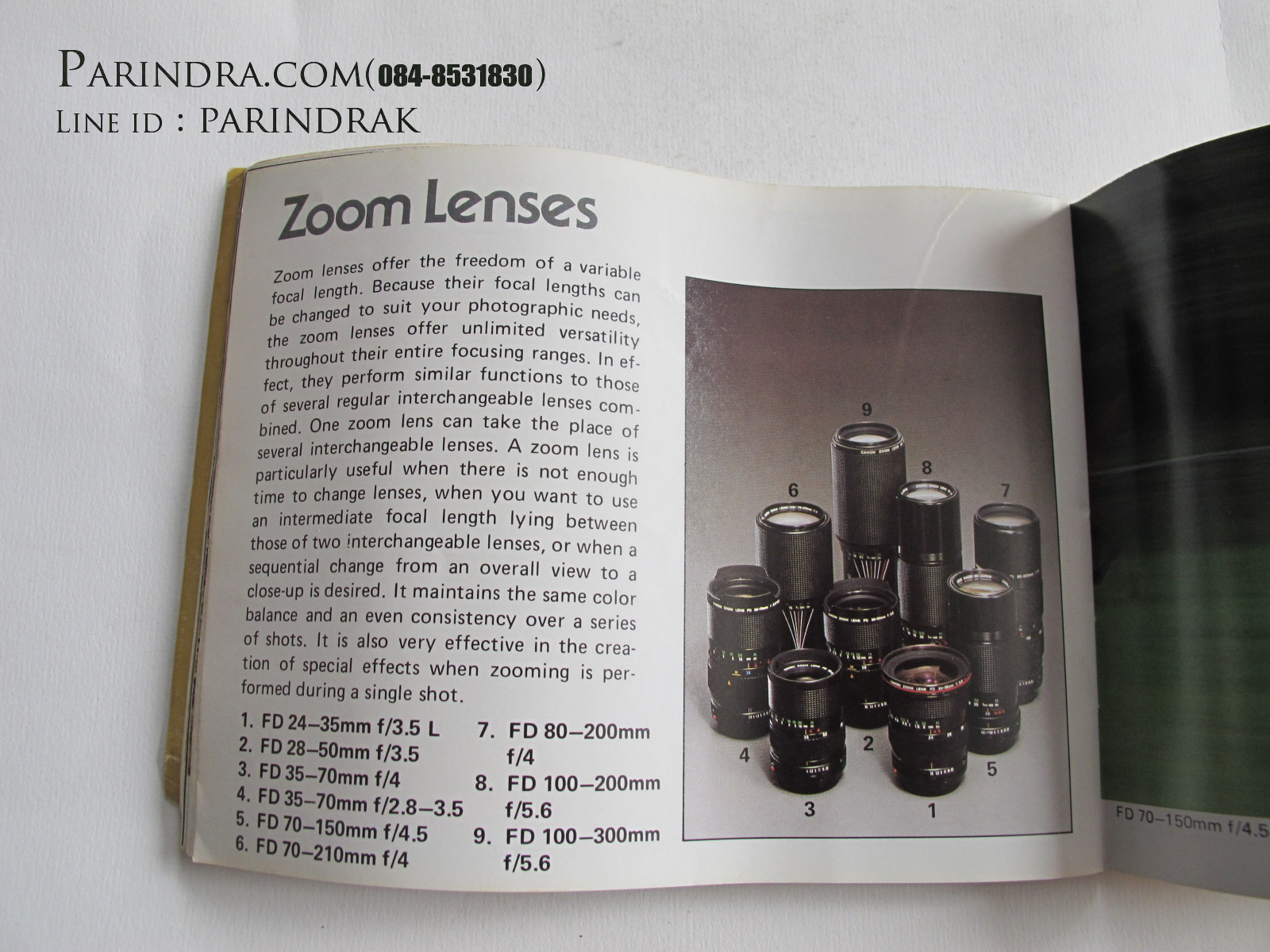 หนังสือ Canon Interchangeable Lenses หนังสือของเลนส์ยุคฟิล์ม PRINTED IN JAPAN (หายาก)