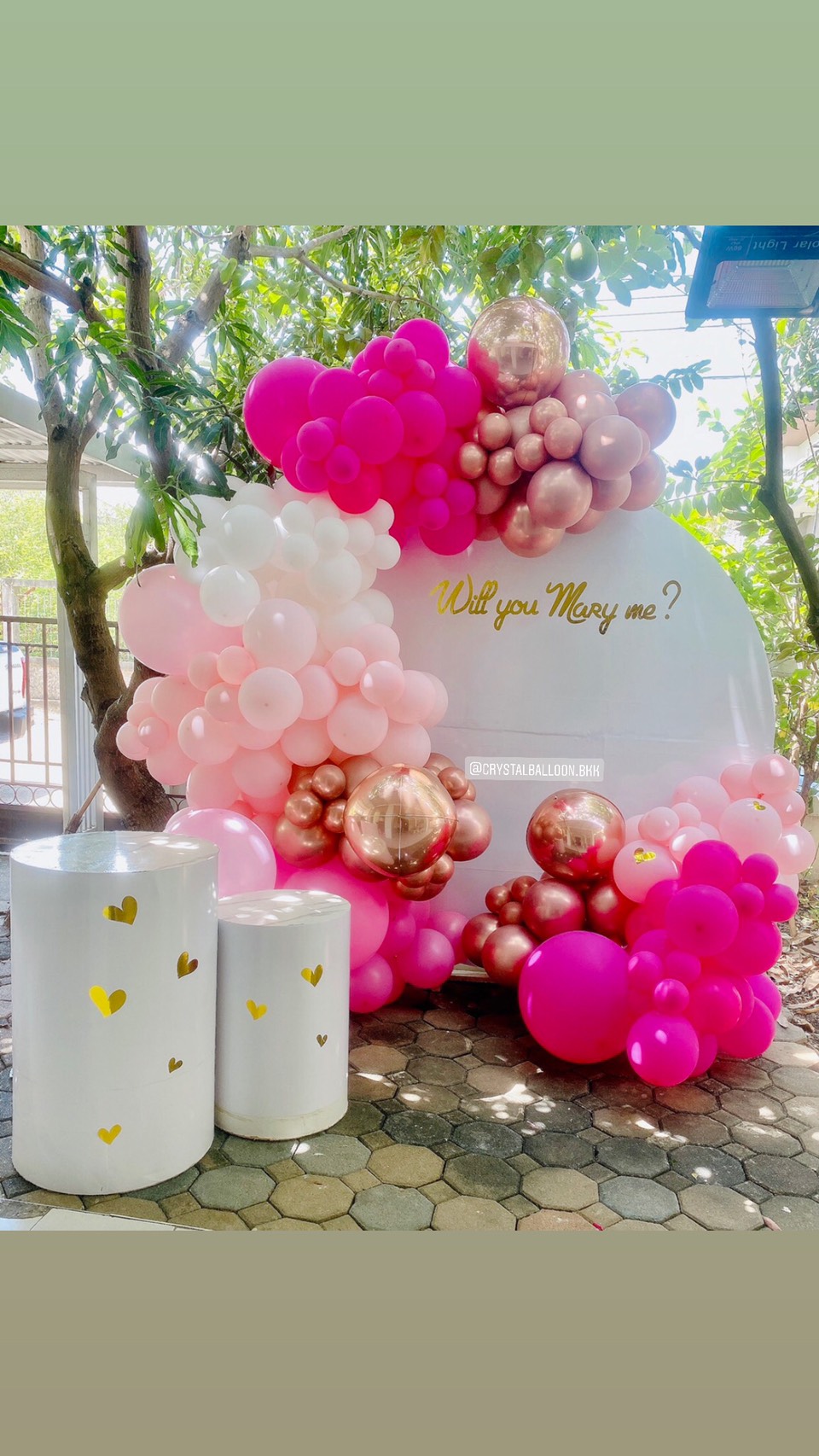 Organic Backdrop Will You Marry Me? ฉากกลม ขนาด 2x2 เมตร พร้อมตกแต่ง ราคาโทรสอบถาม