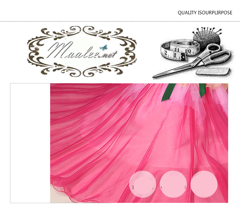 พร้อมเช่า ชุดแฟนซี ชุดราตรียาว แบบเกาะอก กรโปรงผ้าแก้ว สีเหลือง+ชมพู อกแต่งลูกปัดหรู โบว์คาดเอวสีเขียว