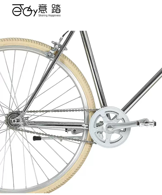 จักรยาน ETALY ET01 รุ่นย้อนยุค ผู้หญิง เกียร์เดี่ยว โครงคาร์บอน สีเงินโครเมียม | น้ำหนักเบา