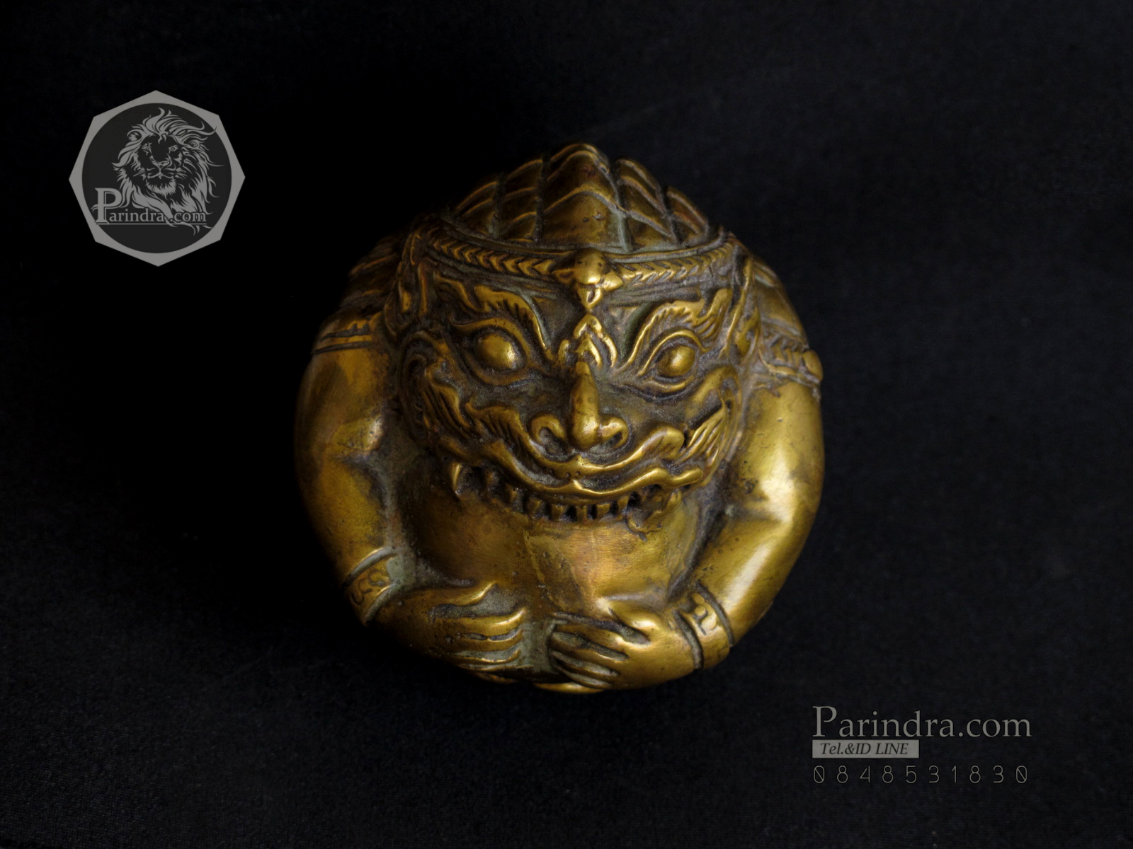 รูปหล่อทองเหลือง หนุมานอมจันทร์ งานฝีมือเก่า