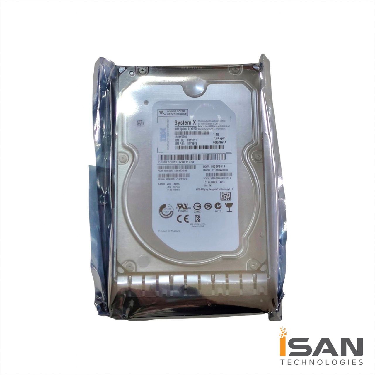 81Y9790, 81Y9791 IBM Lenovo Hard Disk Drive 1TB 7.2K 6G 3.5 SATA NL G2HS.