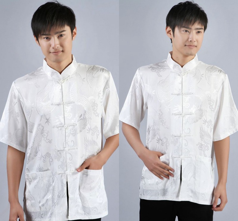 Pre-order ชุดจีน เสื้อจีนชาย แขนสั้น สีขาว