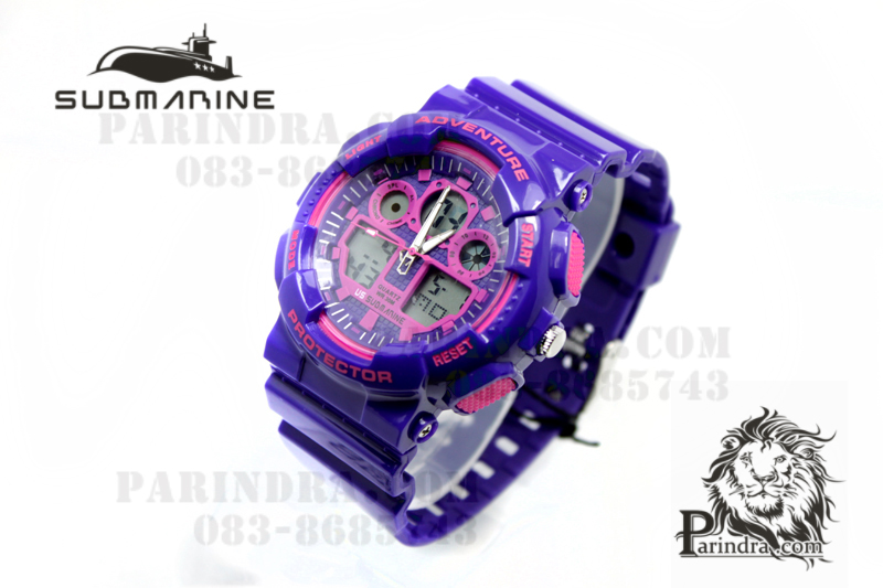 นาฬิกา US submarine Adventure Protector รุ่น TP3129M สีม่วงตัดชมพูผิวมัน พื้นหลังเทา