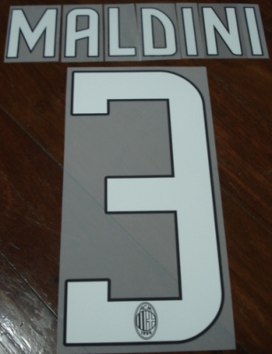 ชุดชื่อและเบอร์ติดเสื้อฟุตบอล #3 มัลดินี่ สโมสรเอซี มิลาน (ชุดเหย้า 2008/09) PLAYER SIZE ใหม่ / #3 MALDINI AC MILAN Football Club (Home 2008/09) PLAYER SIZE Name and Number Set NEW