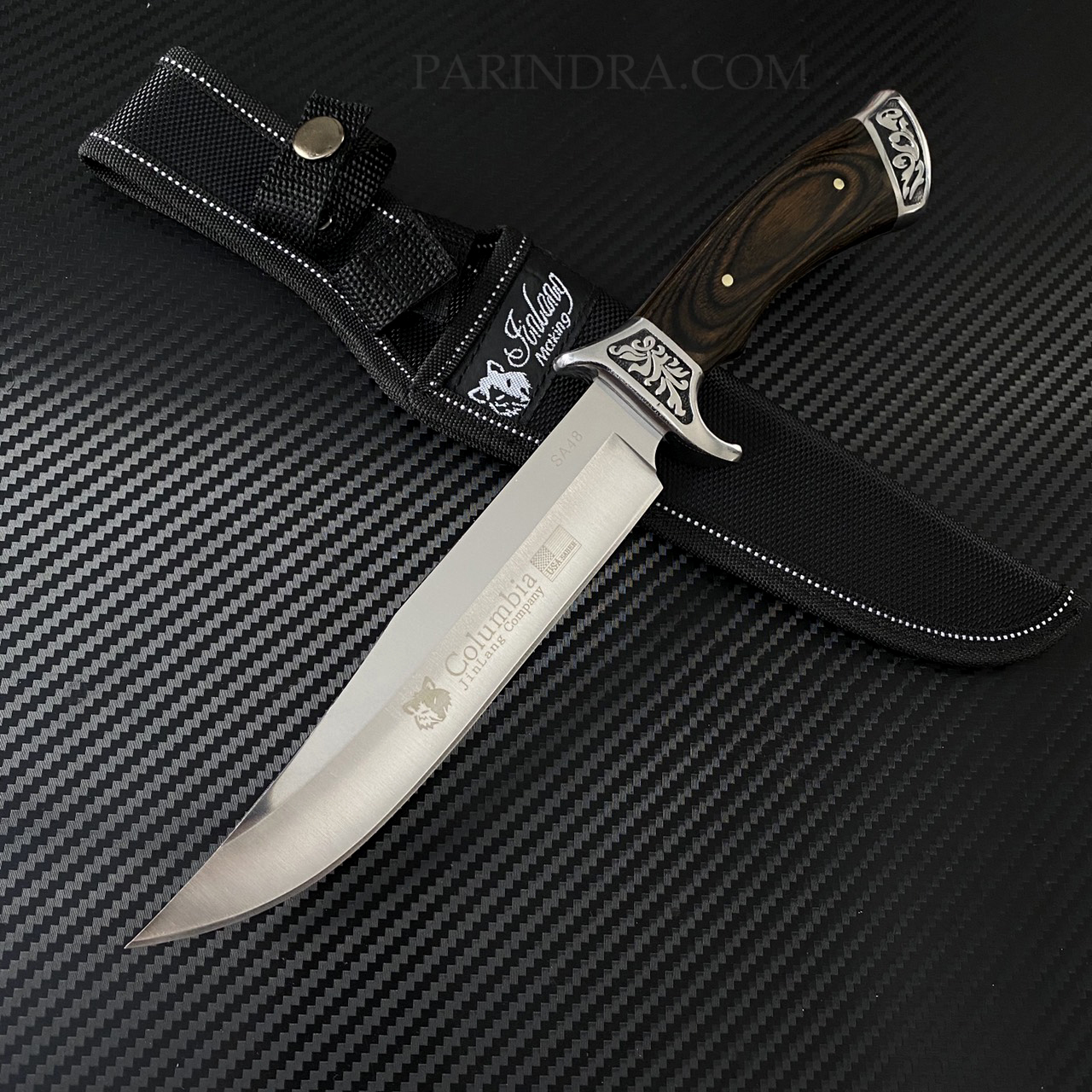 มีดเดินป่า COLUMBIA รุ่น SA48 ด้ามไม้สีลวดลาย ทรงใบมีดสวย