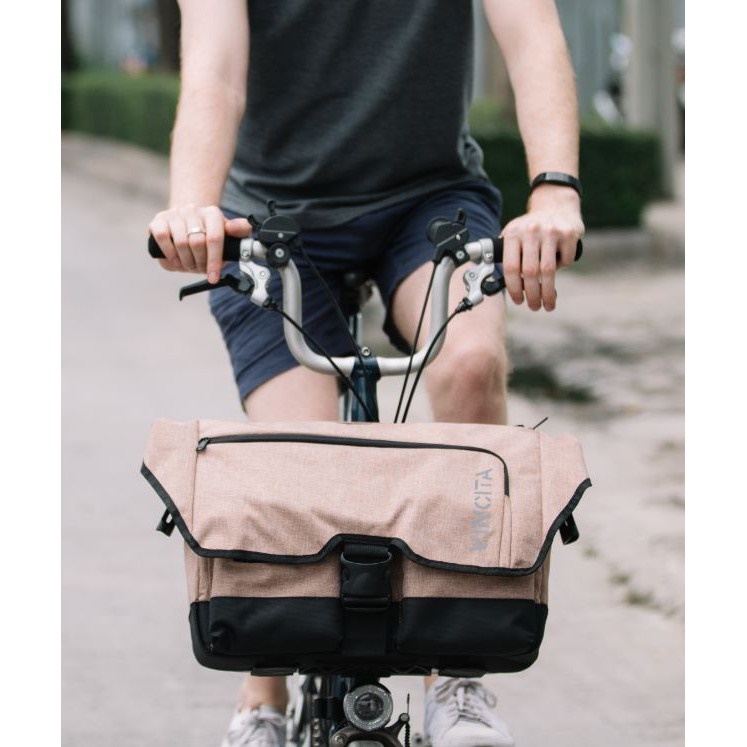Vincita กระเป๋าหน้าสำหรับจักรยาน Brompton พร้อมสายสะพาย และ ผ้าคลุมกันฝน วินสิตา B207AX - BIRCH BROMPTON FRONT BAG 2.0