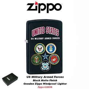 ไฟแช็ค Zippo แท้ Us Army 5 เหล่าทัพ "Zippo 28898 United States Armed Forces" แท้นำเข้า 100%
