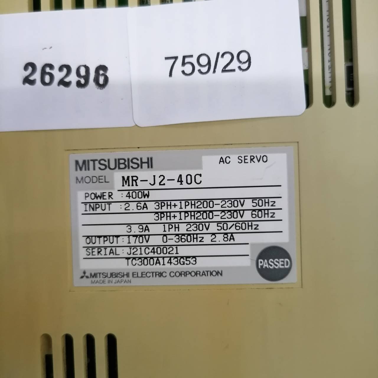 MR-J2-40C SERVO DRIVE " MITSUBISHI "