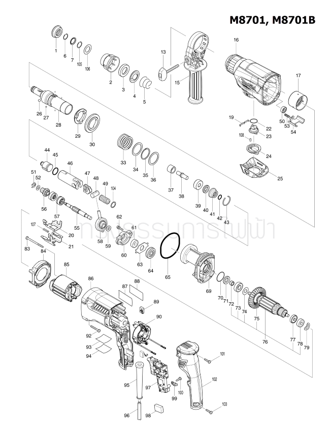 TAPPING SCREW 4X18 Makita, Maktec MT190, MT560, DDF486, M1100, M1100KX1B, M1901, GA5010, GA5020, M6001, M6001B Pn.266326-2 (แท้)+