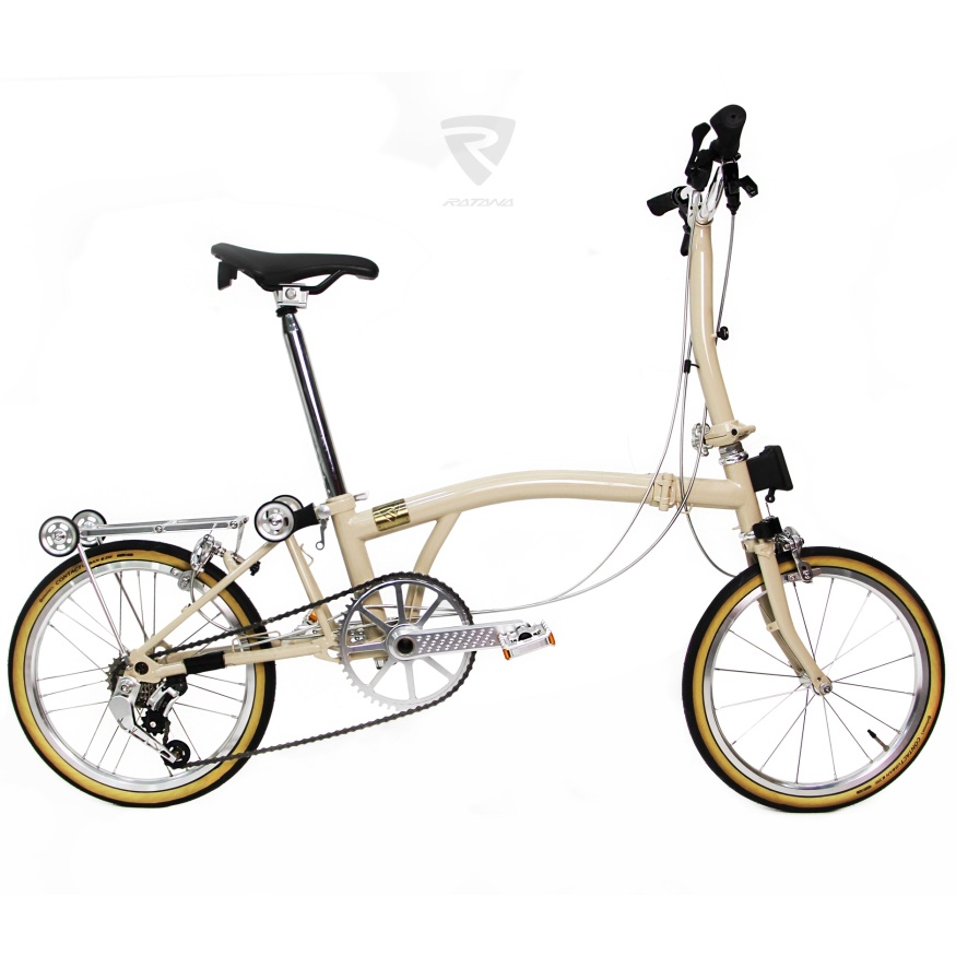 จักรยานพับ เฟรมเฟรมโครโมลี่ RATANA รุ่น E1 เฟรม Chromoly L-TWOO R7 6 speed ล้อ 16นิ้ว พร้อมตะแกรงหลัง NEW2024