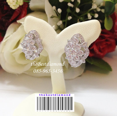 BE826RD+++ต่างหูHiso คุณนายสุดๆๆ ใส่แล้ว สวย เริ่ด แบบจากร้านเพชร งานสวย เรียบร้อย ดีไซน์สวยเก๋ หรูหรา เพชรวิ๊งๆระยิบระยับเลยค่ะ