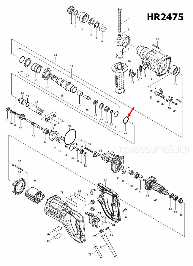 FLAT WASHER28 สว่านโรตารี่ Makita-มากีต้า HR2475, HR2470 [#26] Pn.267229-3 (แท้) ##