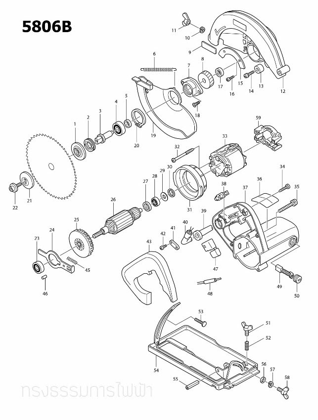 แหวนยาง 6 Makita 5900B [#63], MT372 [#32], HM1201 [#60], 5201N [#67], 5806B [#56], 4100NH2 [#30,#49], 3701, N3701 [#27, #37], 5800NB, Maktec MT560, MT580, MT583 Pn.941151-9 (แท้) ##(*)