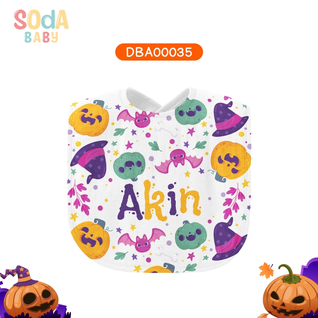 ผ้าซับน้ำลาย ฮาโลวีน Baby Halloween #ใส่ชื่อได้ รหัส DBA00035 👻💜 #ฮาโลวีน #Halloween #SOdAbaby