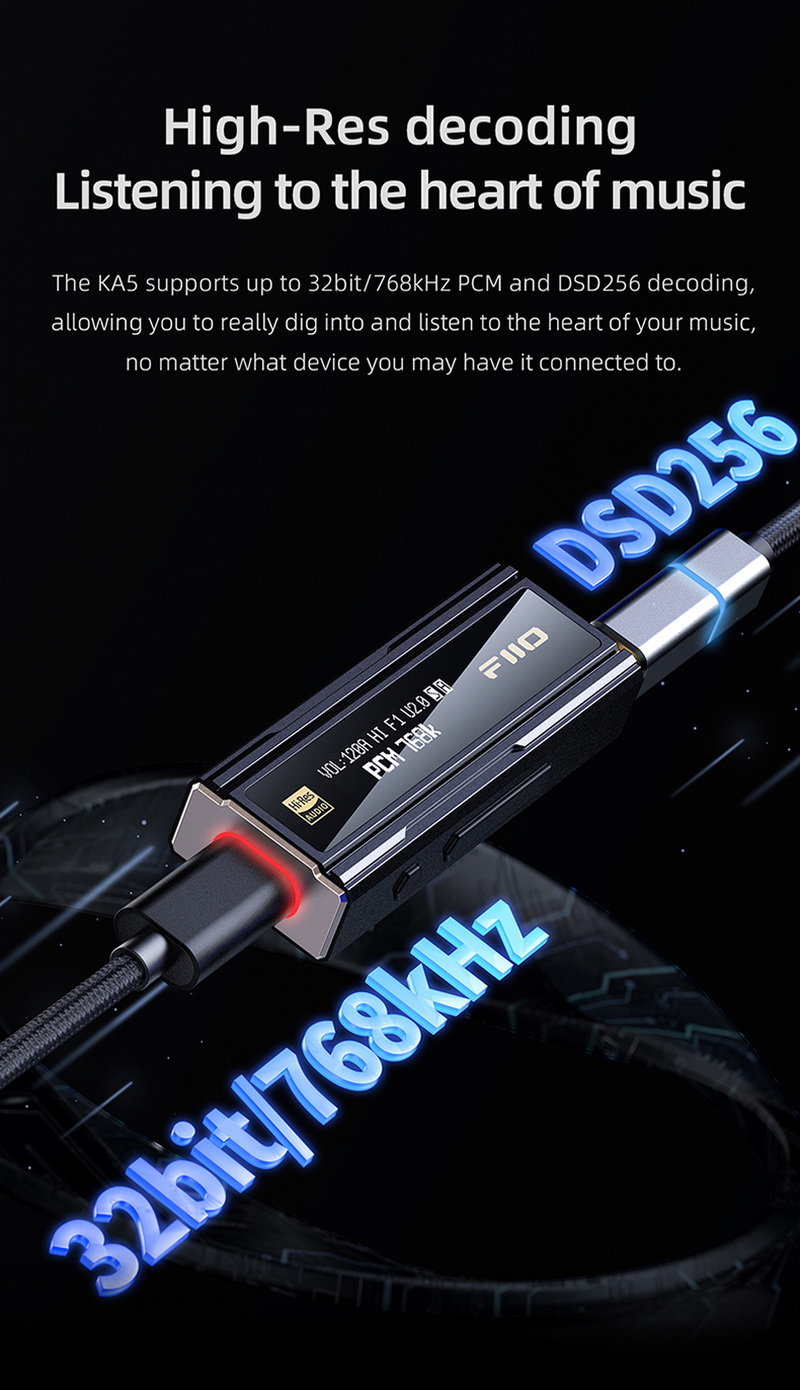 FiiO KA5 DAC/AMP พกพา พร้อมจอแสดงผล OLED ประกันศูนย์ไทย