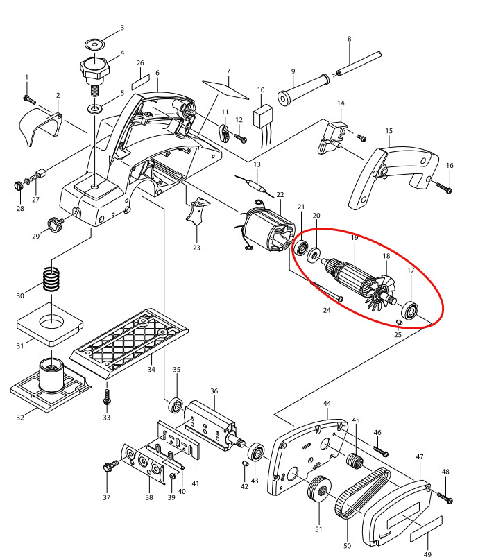 ทุ่น กบไฟฟ้า มาคเทค Maktec MT190, MT191 (แท้) ##