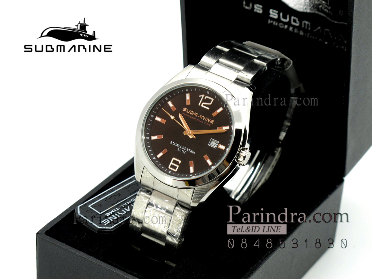 นาฬิกา US submarine รุ่น SUB039 แสตนเลสหน้าปัดสีดำ ของแท้100%