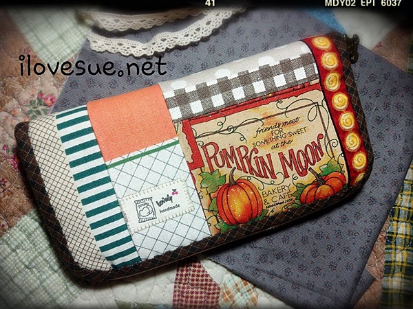 กระเป๋าเงินใบยาวลาย Pumpkin Moon ผ้าคอตตอนอเมริกา ตัดต่อกับ คอตตอนลินินเกาหลี